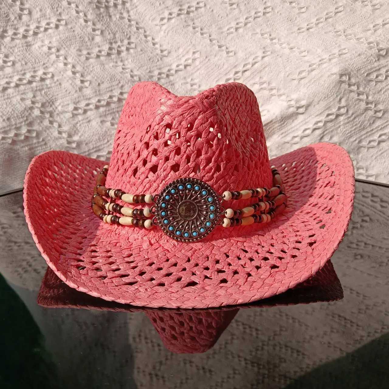 2024 Summer Cowboy Hat Hollow Hand Knitted Mens and Womens Outdoor Travel Beach Hat Unisex Sombrero Hombre W241225