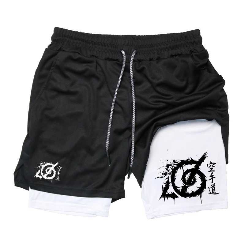 Karate Graphic 2 in 1 Workout Running Shorts for Men Gym Athletic Sport Shorts with Compression Liner Phone Pocket Towel LoopXJ241226