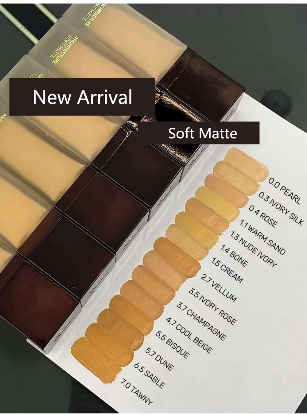 New Brand High Quality Architecture Soft Matte Foundation Cream Designer Liquid Foundation Concealer Full Coverage Base Makeup Natural Matte