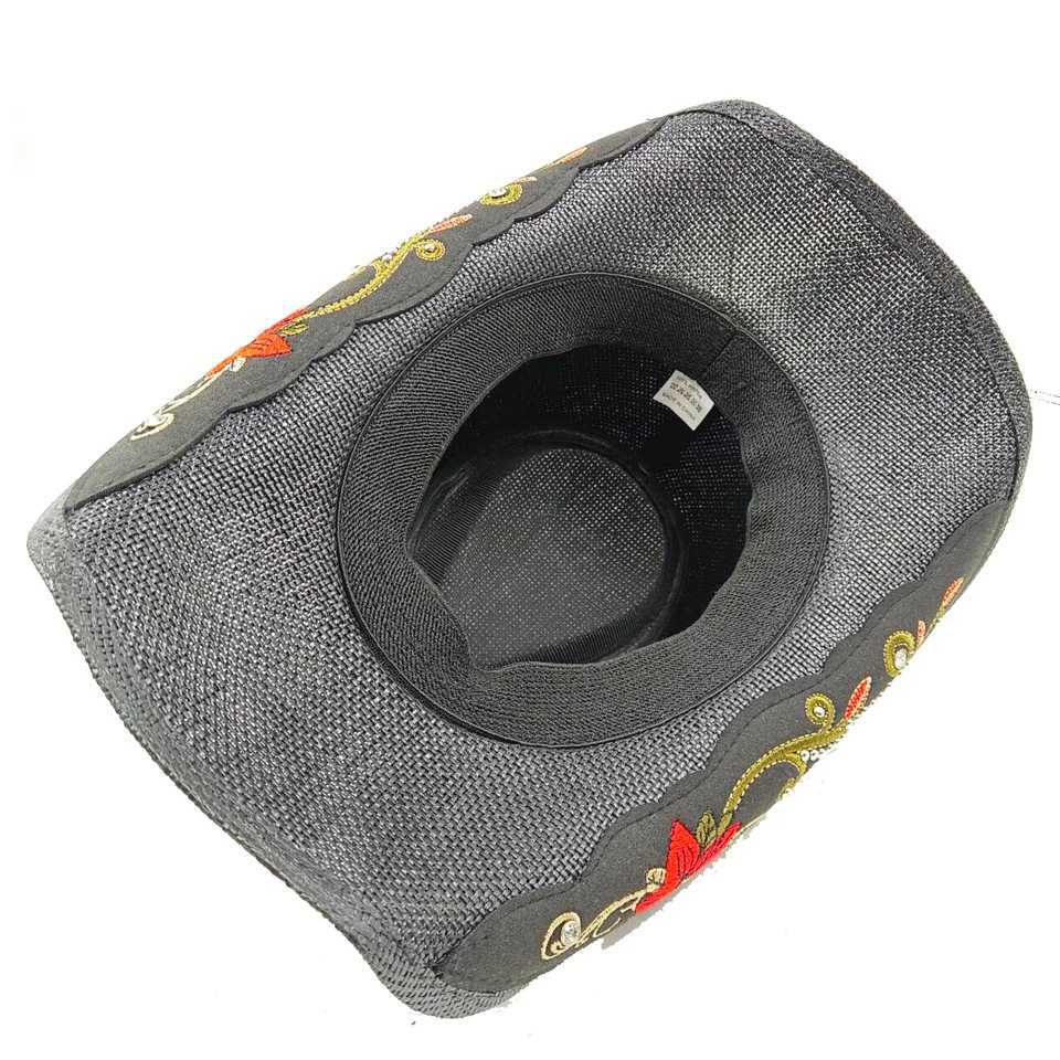Cowboy Str Mens and Womens Summer Beach Sun Hat Retro Curly Cowboy Hat Womens Sombrero Vaquero W241225