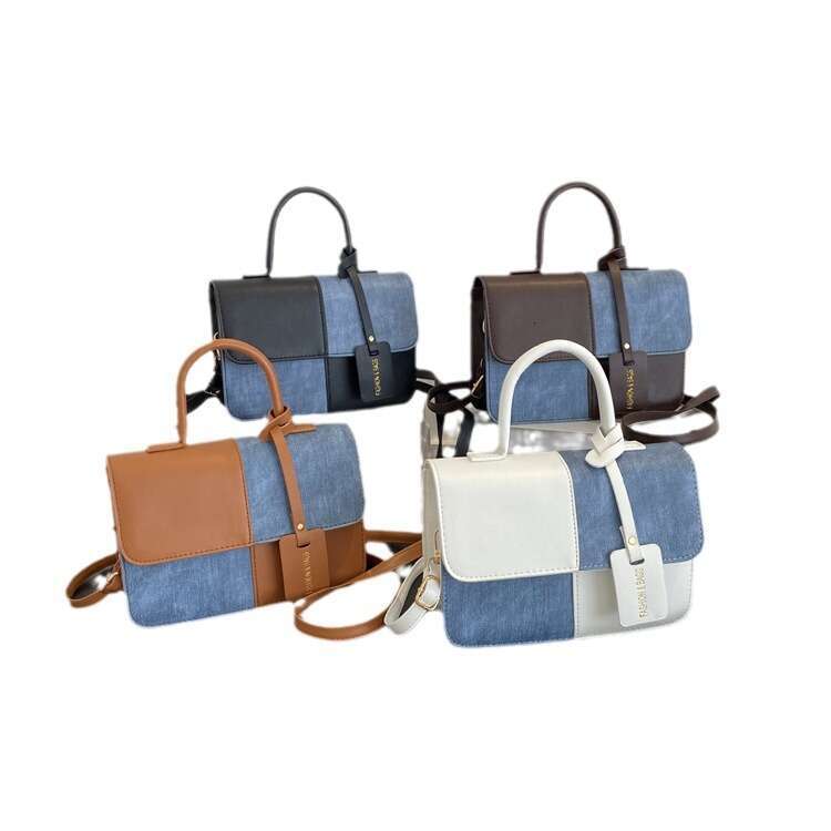 Niche Design Color Blocking Splicing Hand-Held Small Square New Texture Crossbody Bag, Fashionable Shoulder Bag