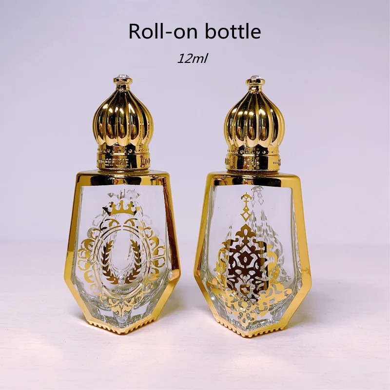 12ML Essential Oil Bottles Gold Glass Bottles With Roller Balls Perfume Bottles Roll On Bottles With Crown Cap 241225