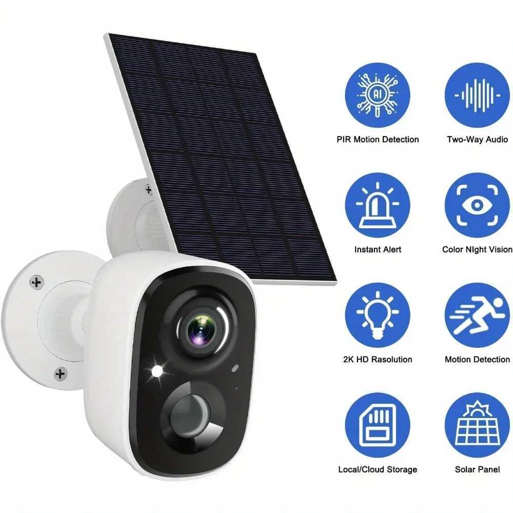 Outdoor wireless security camera indoor pet camera ports solar charging self-charging 2K camera with AI motion detection Z241224