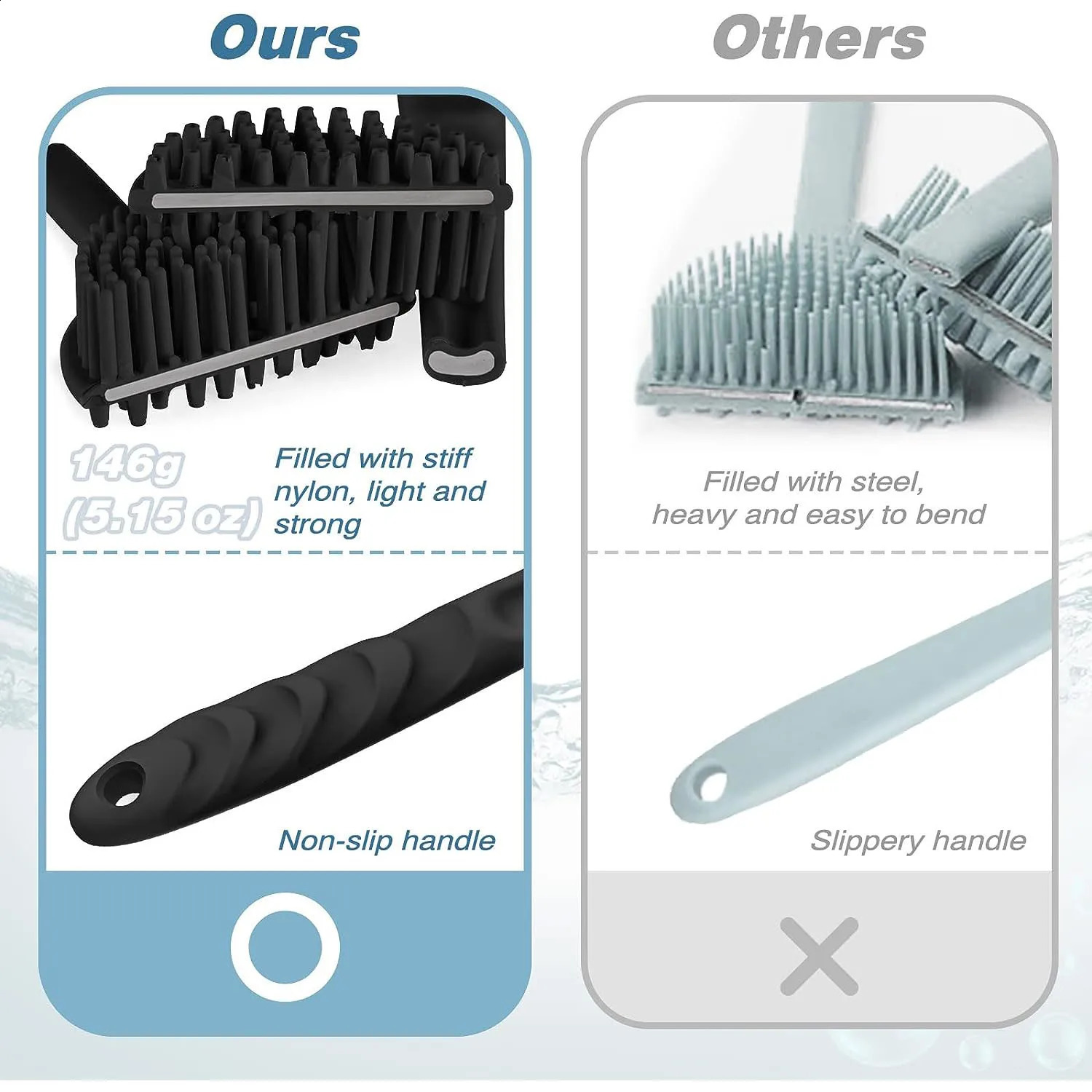 Silicone Back ScrubberLong Handle Body ScrubberLight Easy-to-Hold Shower Brush for Skin Cleaning Exfoliating with a Free Hook 241226
