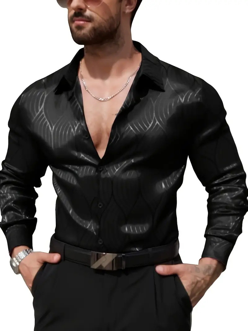 hot sale mens blouse shirts designer polos high quality Luxurious Casual Vintage Printed Long Sleeve Tshirt Party TShirts Dress Male Elegant shirt Top