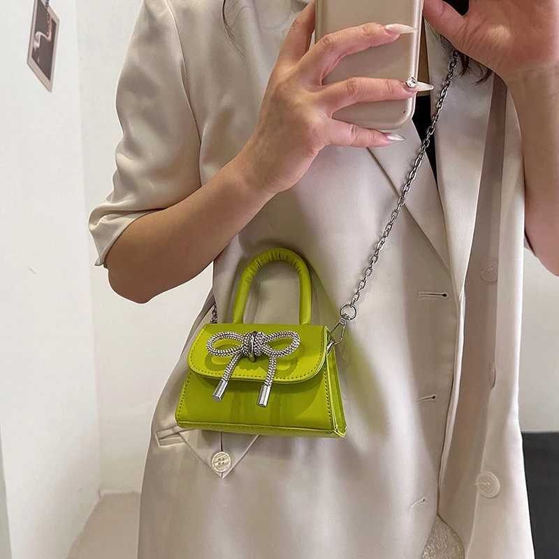 Bow Design Solid Color Mini Shoulder Bag PU Leather Flap Crossbody Bags For Women 2024 Fi Female Chain Purse And HandbagsXJ241225