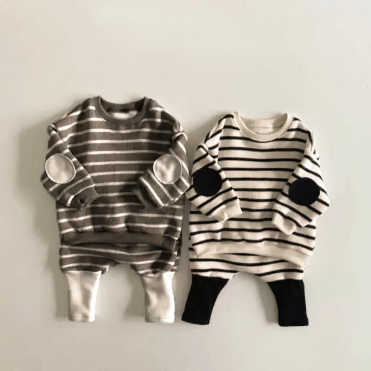 8493 Baby Clothing Set Spring Boys Suit Striped SweatershirtPant Casual 03Year Girls Two Piece 241225