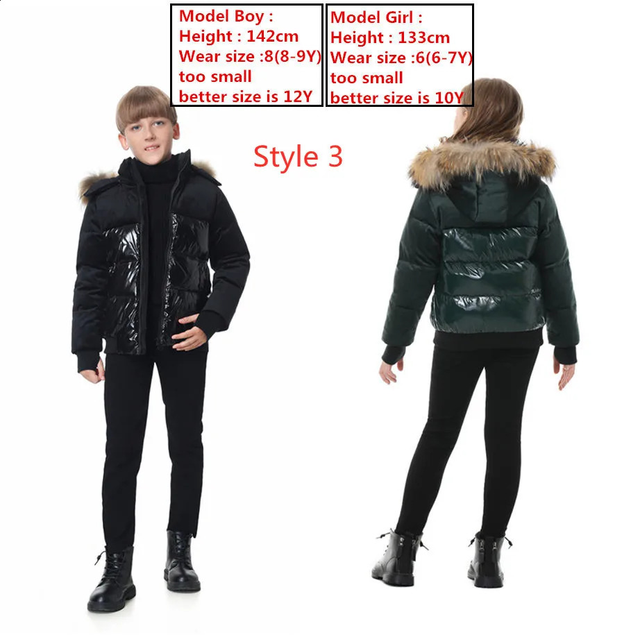 Black Winter Jacket Parka For Boys Coat 90% Down Girls Jackets Childrens Clothing Snow Wear Kids Outerwear Boy Clothes 241225
