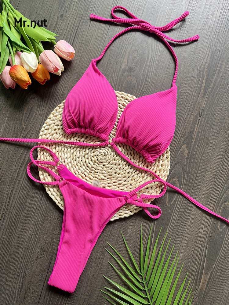 Mr. Nuts European and American new bikini special fabric with swimsuit beach sexy womens swimsuitW241225