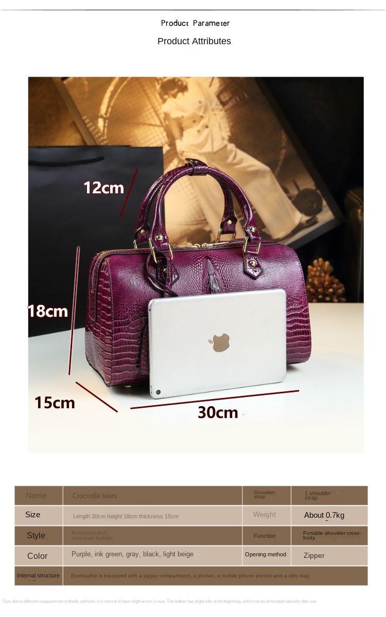Genuine Leather Crocodile Pattern Women's Handbags Large Capacity Lady Shoulder Messenger Bag Mom Banquet Pillow Bags Fashion