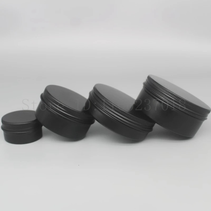 10 50 100pcs/lot Black Empty Round Aluminum Box Metal Tin Cans Cosmetic Cream DIY Refillable Jar Tea Aluminum Pot 241225