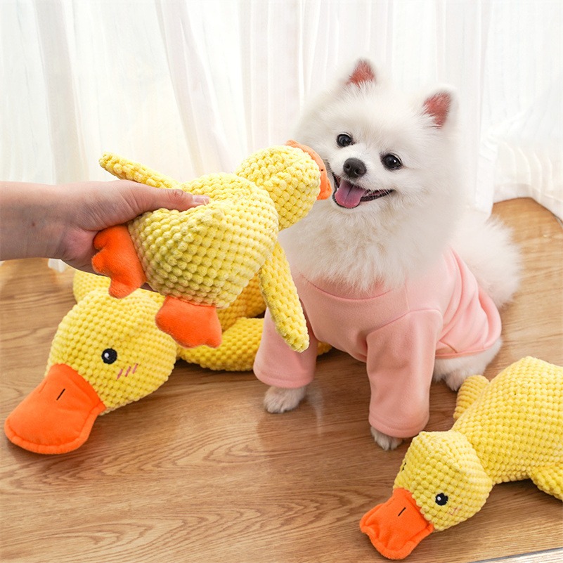 Pet Plush Toy Dog Calming Duck Stuffed Duck Toys Chew Toy Durable Squeaky for Puppy Pet Teeth Cleaning Chew Toy Pet Supplies