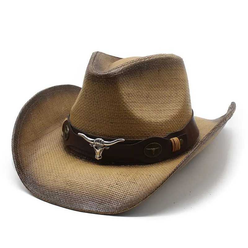 Western style denim hat each Str cow head belt breathable outdoor beach sun hat painted pink denim hat W241225