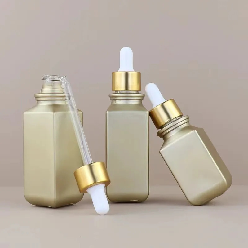 30/50ml Essential Oil Glass Aroma Liquid Matte Gold Drop Empty Dropper Bottles Massage Pipette Bottle Refillable 241225