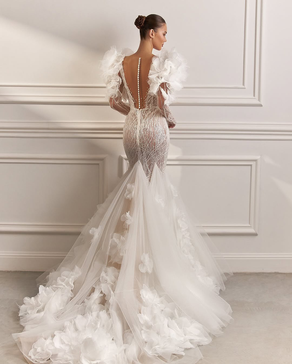Modern Elegant Mermaid Wedding Dresses V-Neck Long Sleeve Sequins Appliques Beading Embroidery Lace Bridal Gowns Custom Made Vestidos De Novia