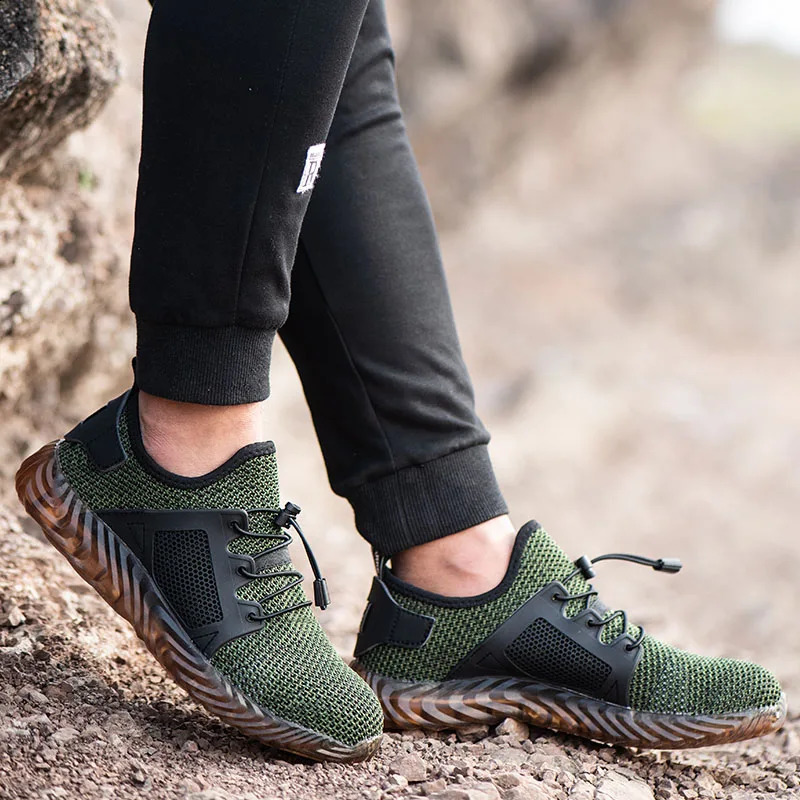 Summer breathable work shoes with iron toe anti puncture security shoes work sneakers for men anti-slip Lightweight safety shoes 241226
