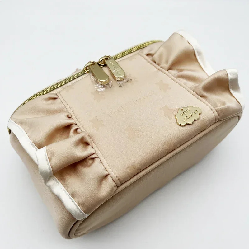 Japanese Style Fresh Ruffled Small Bucket Bag Student Girls Sweet Portable Small Cosmetic Bag Storage Bag 241226