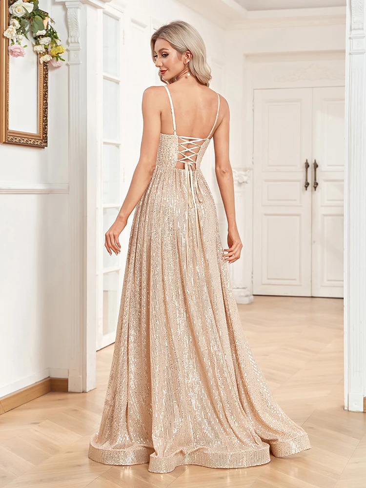 Lucyinlove Elegant Sexy Backless Sequins Evening Dress Long Mermaid Formal Gown Women Wedding Party Dresses Caicktail Prom 241223