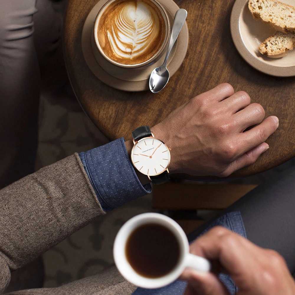 New Arrival Hanna Martin Mens Watch Top Brand Fashion Mens Clock Quartz Movement Black Mens Leather Waterproof Wristwatches Mens Watch Z241226