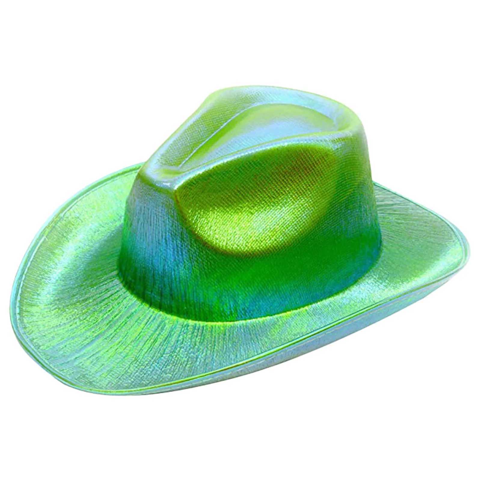Halloween Fluorescent Denim Hat Mit Fashion Retro Western Party Cs Karneval Night Club Rainbow Denim Composite Laser Hat W241225