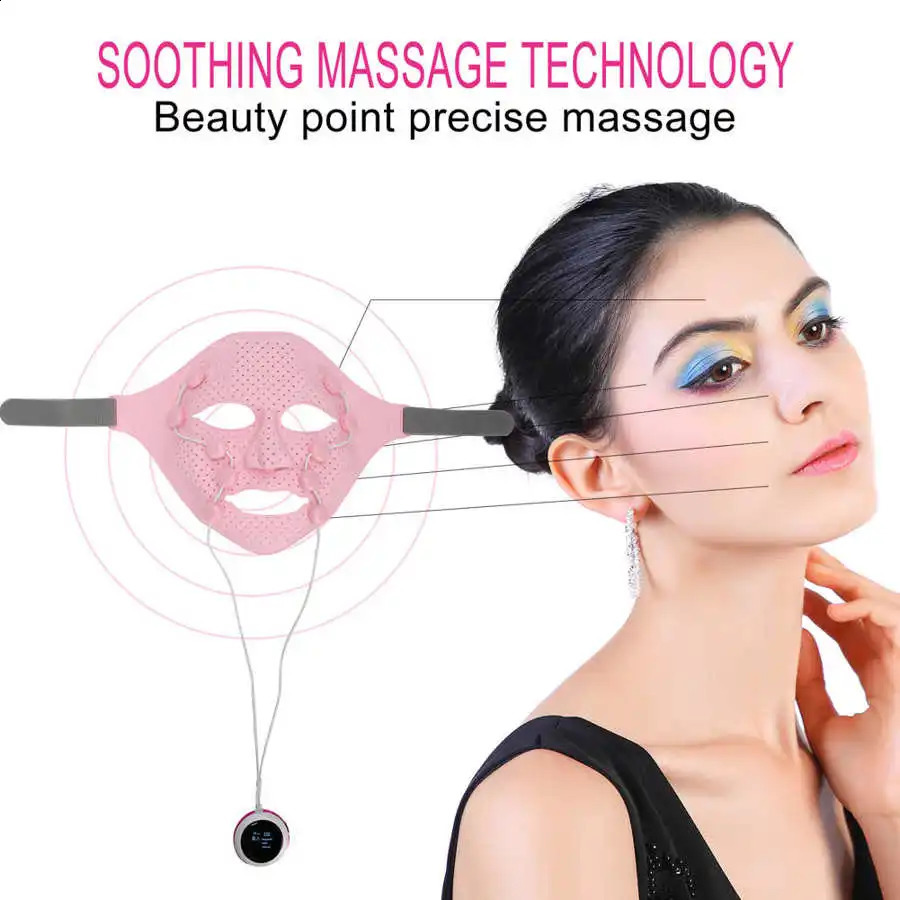 3D Silicone Mask Electric EMS V Shaped Face Massager Magnet Massage Face Lifting Slimming Face SPA Beauty Skin Care Tool 241226