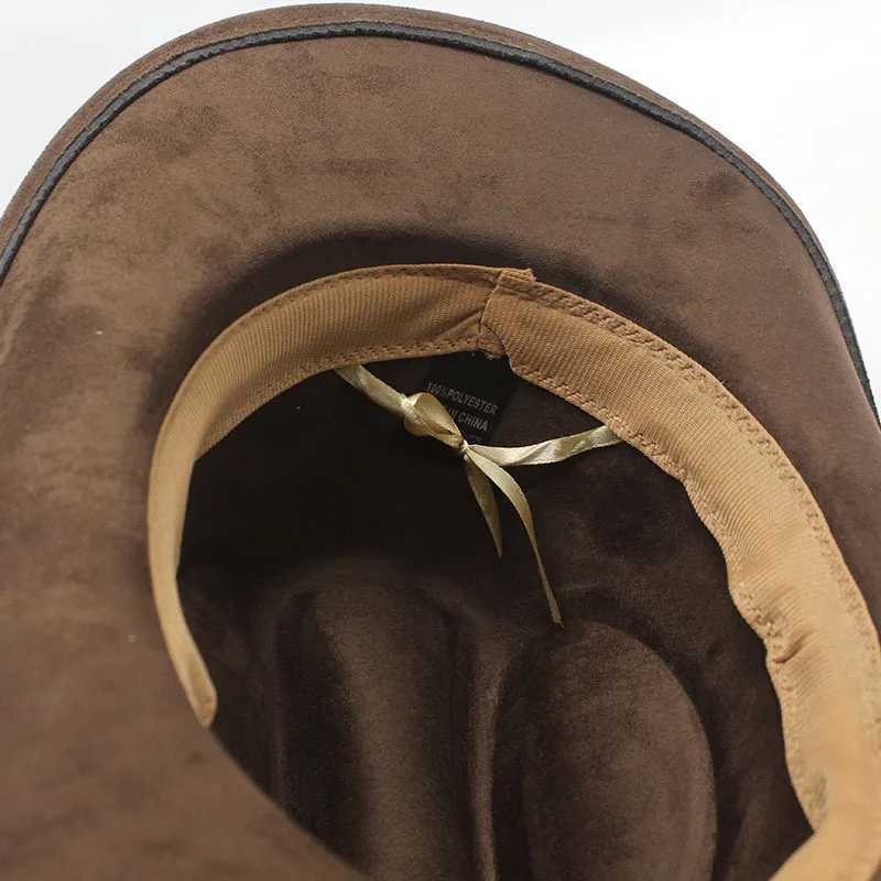 Mens Western Cowboy Hat Four Seasons Cowboy Style Cotton Polyester Blended Width Brim Adjustable 57-58cm Suitable for Classic Flat Top W241225