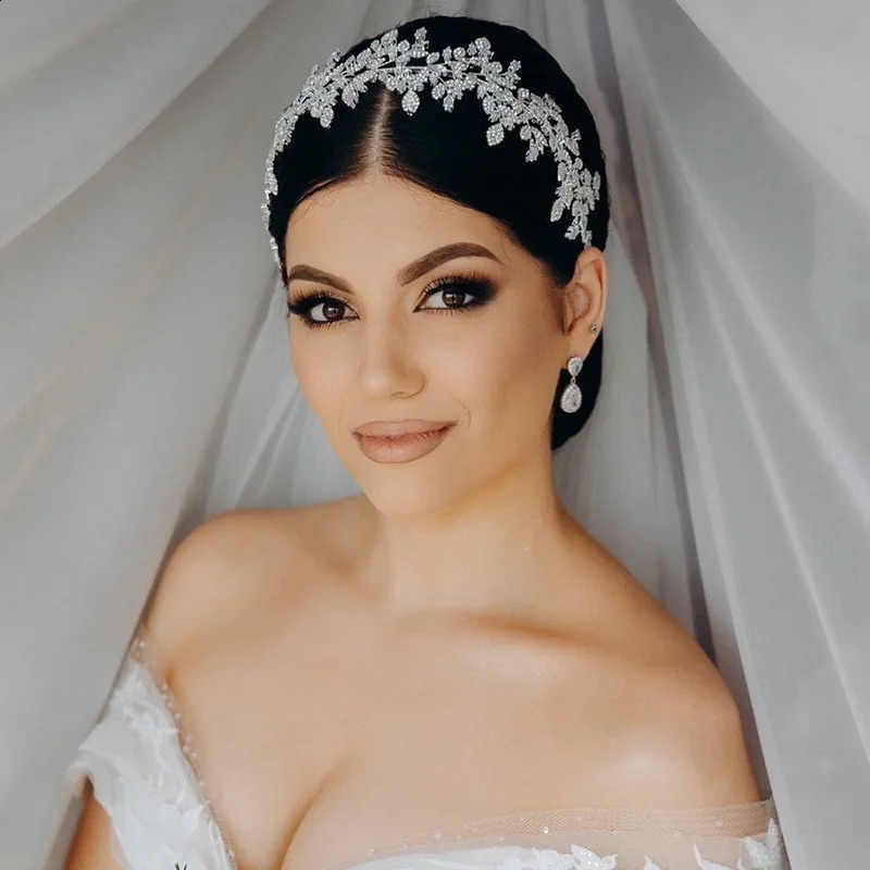 Bridal Headband Zircon Crystal Princess Wedding Headdress Bride Tiaras Crowns Women Party Prom Hair Jewelry Headpieces 241225