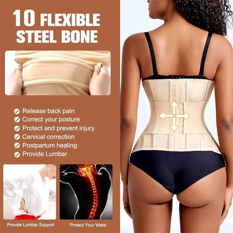 AfruliA XXXS Waist Trainer Corset Binders Wrap Slimming Sheath Belt Flat Belly Band Body Shaper Fajas Colombian Girdle Shapewear 241226