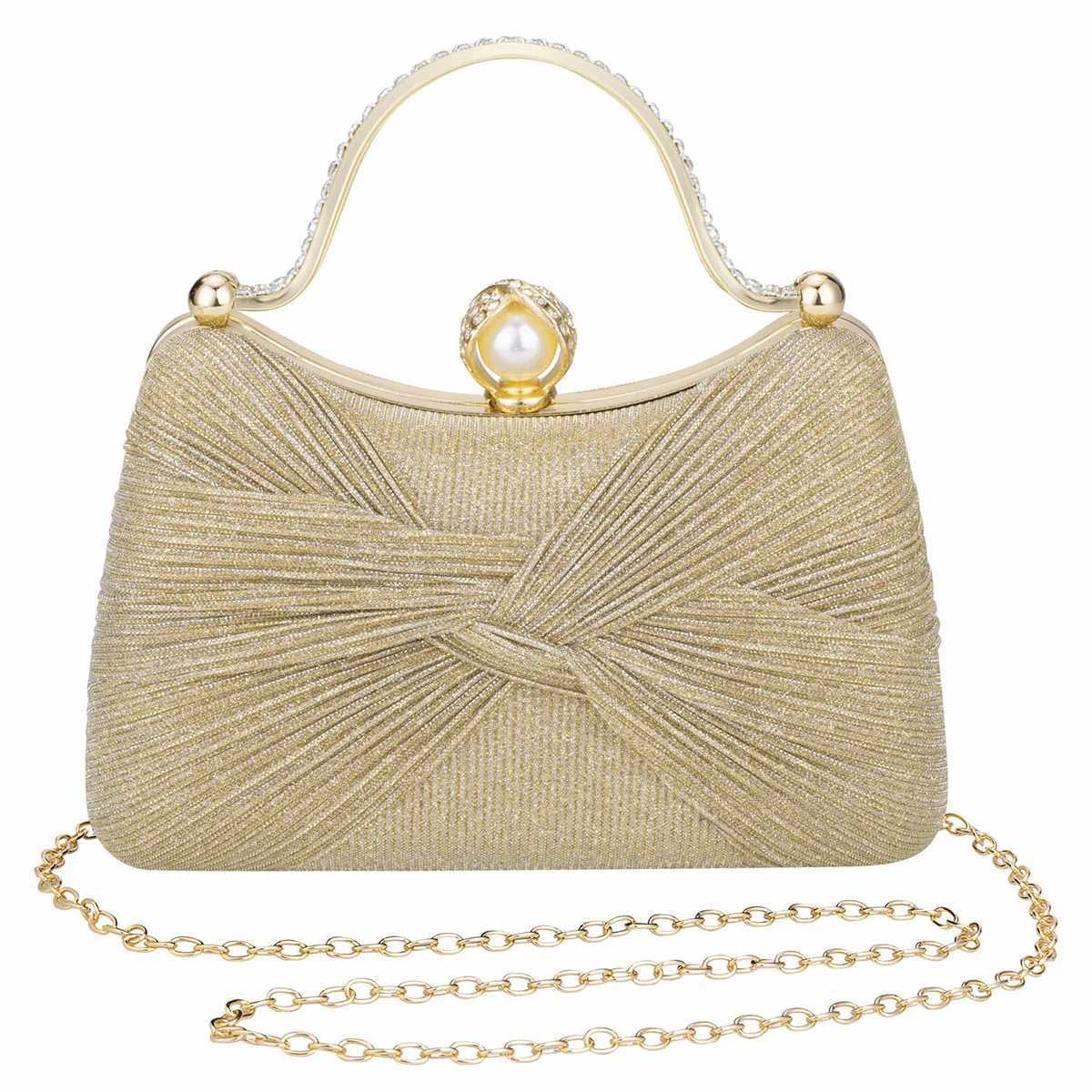 High Quality Luxury Design Womens Evening Bag Party Banquet Flash Top Handbag Womens Wedding Clutch Handbag Wallet Chain Shoulder Bag T241225