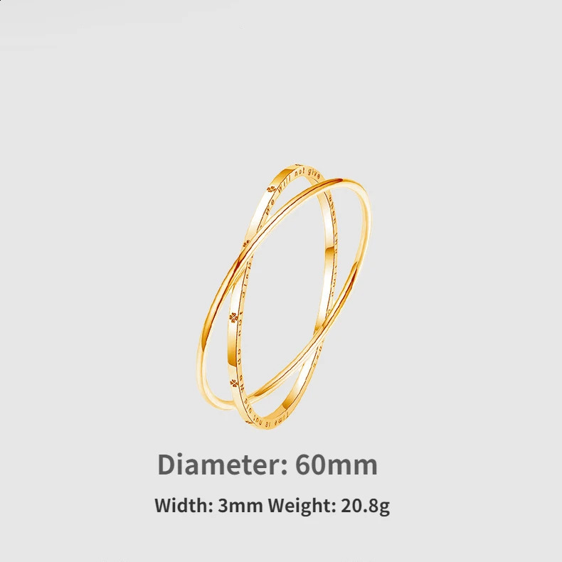 14k Gold Double Ring Clover Letter Bracelet Womens Embossed Pearl Classic Style Bracelet Jewelry Gift 241226