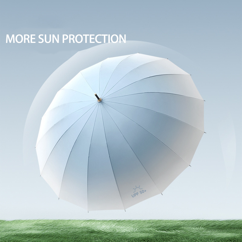 Lightweight Gradient Printed Umbrella with UV Shielding - All Weather Use, Sturdy Long Handle
