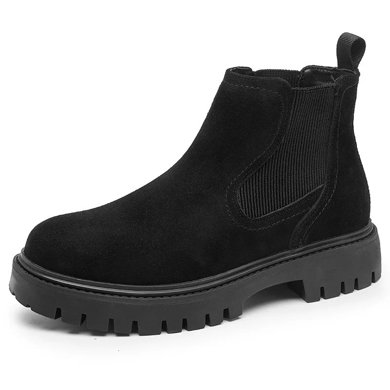 British Cow Suede Platform Boots for Men Fashion Softsoled ner Nonslip Autumn Winter Casual Man Ankle Shoes 241225