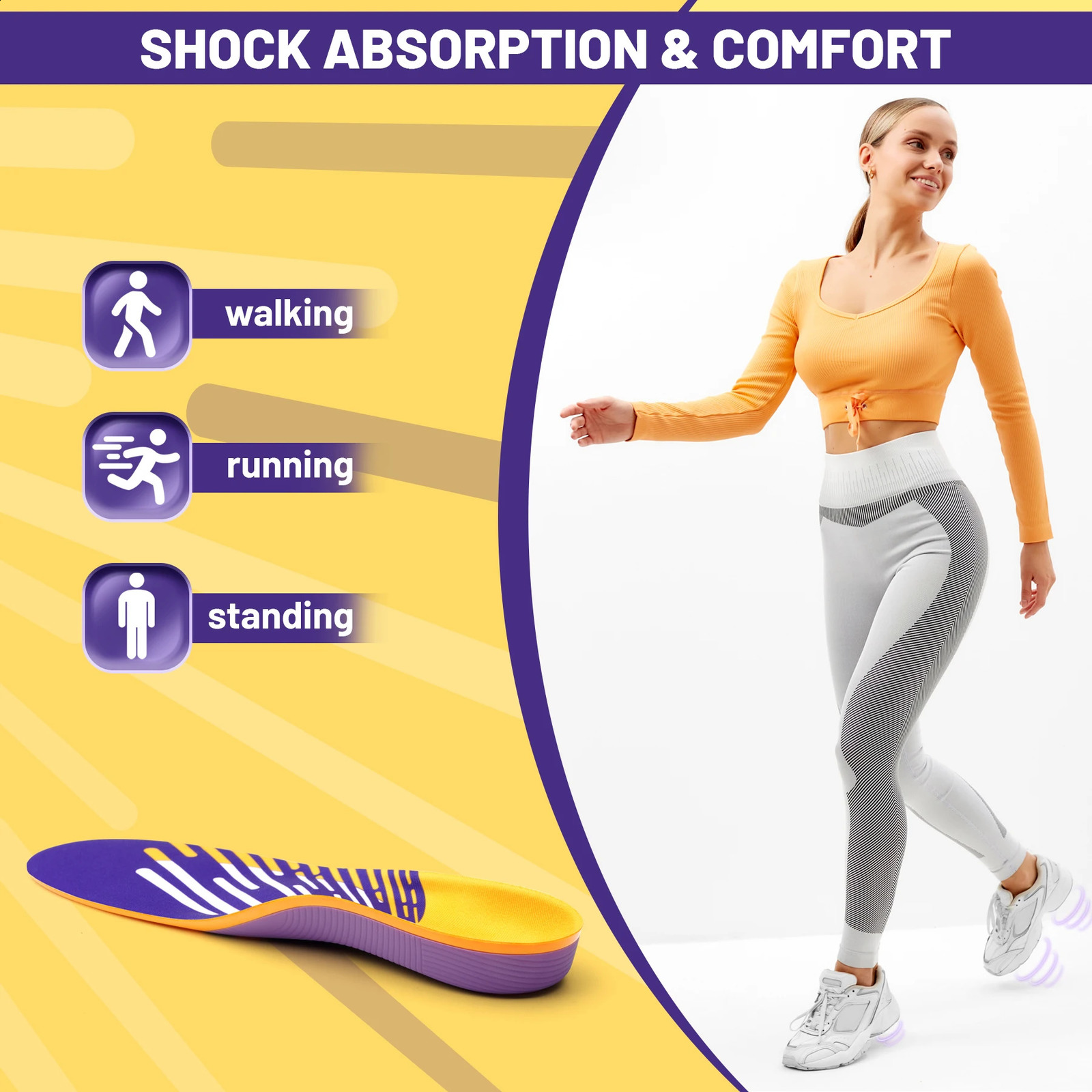 Arch Support Plantar Fasciitis Relief Insoles Heavy Duty Shoe Inserts Women Men Shoe Ortics Work Boots Sneakers 241226