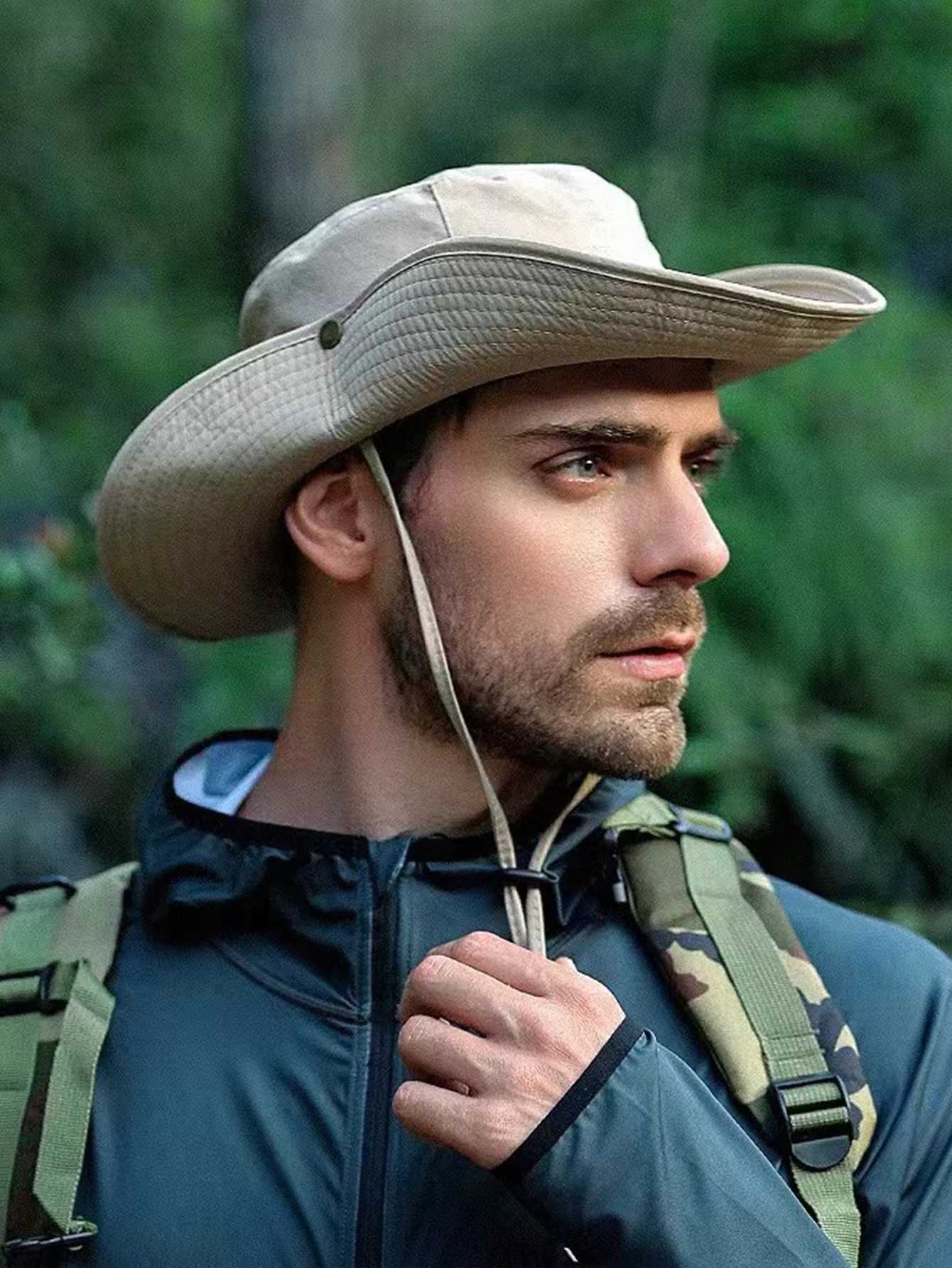 Outdoor hiking hat fisherman hat womens summer sunscreen hiking sunset big head bib hat quick dry western cowboy hat W241225