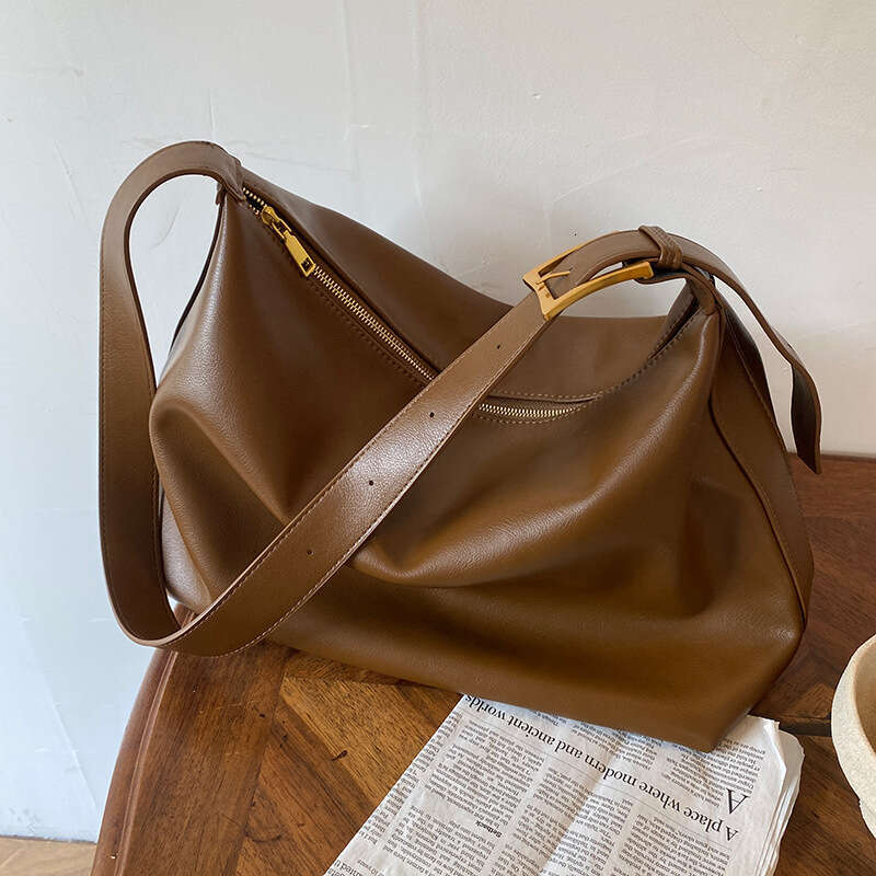 Korean Version Capacity Soft Collapse Extremely Simple Style Shoulder New Women's Large Tote Crossbody Bag, Student Bag