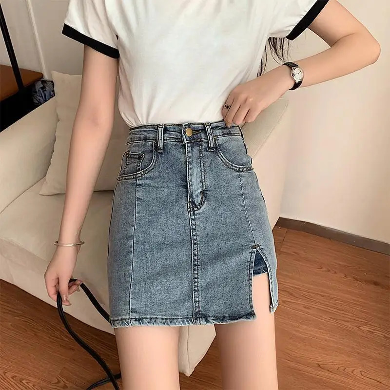 Woman Jeans Pants High Waist Skirt A Line Denim Womens Summer Culottes Pantalones Vaqueros Mujer 241225