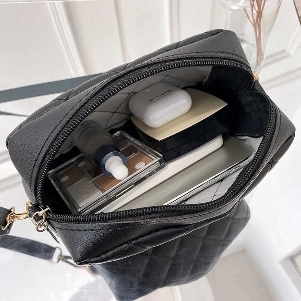 Female Luxury Black Crossbody Shoulder Bag Lady Elegant pu Leather Hot Lattice Trending Small Capacity Square HandbagXJ241225