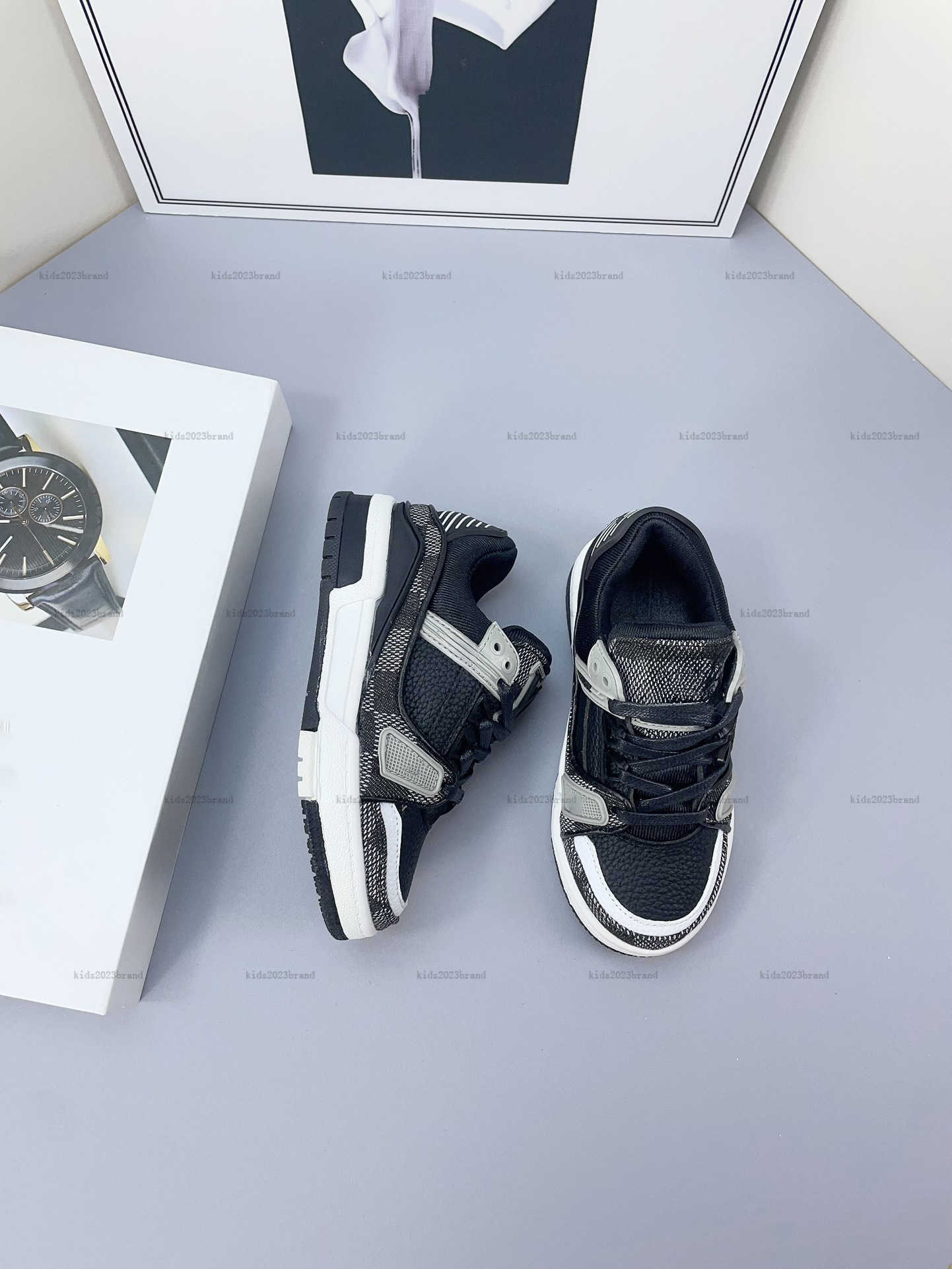 New Child Sneakers Multi-color splicing design kids shoes Size 26-35 designer shoes Box protection logo embossed sole baby casual shoes