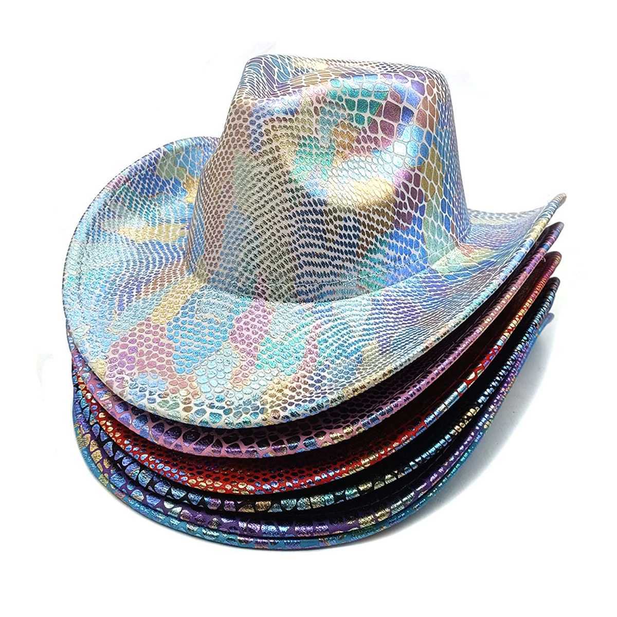 New Color Cowboy Hat Party Fluorescent Big Brim Knight Hat Western Top Hat W241225