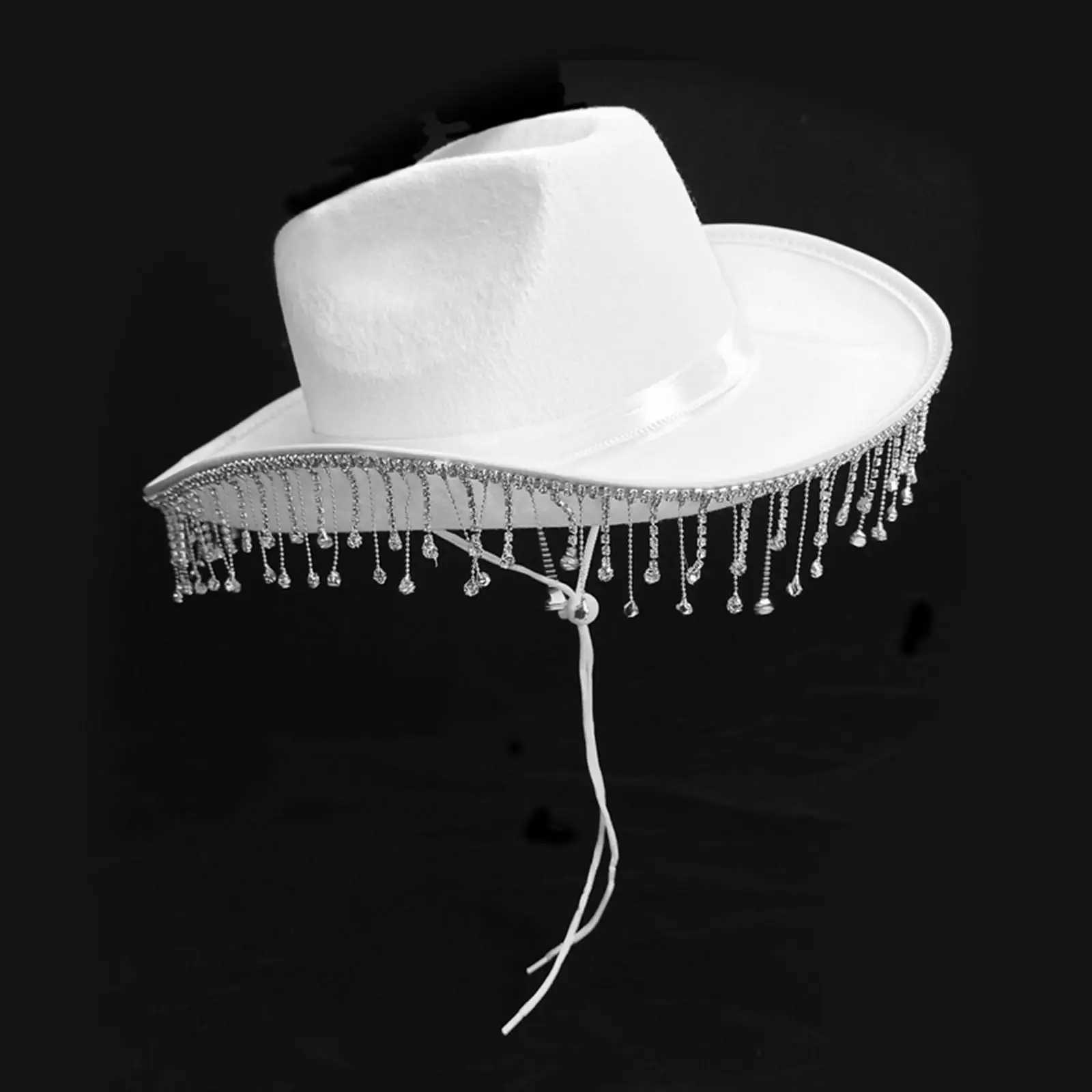 White bridal crystal denim hat is lightweight and easy to carry made of felt cloth denim hat used for bridal shower photo booth Halloween decoration W