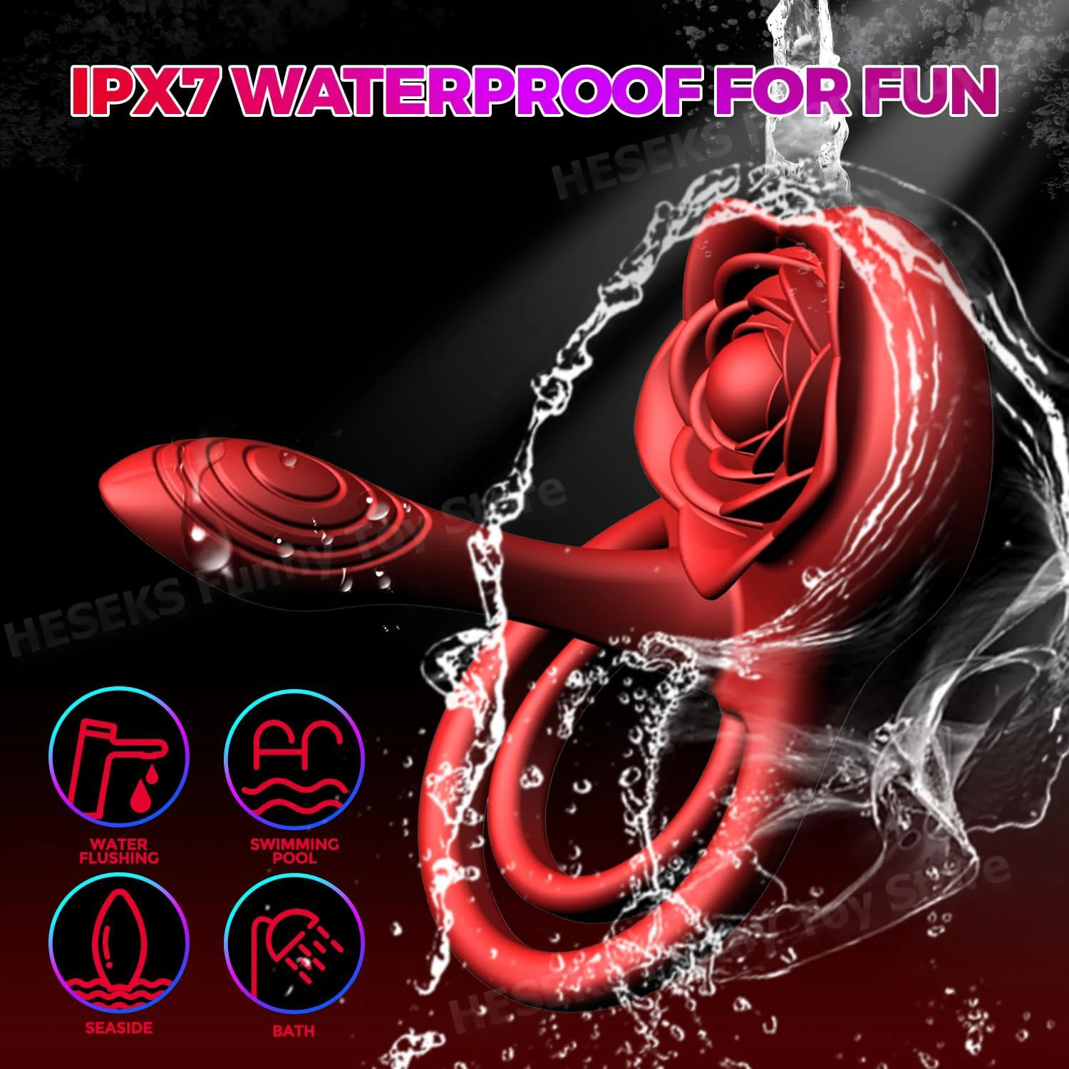 HESEKS 4 in 1 Vibrating Penis Ring Vibrator Cock Delayed Ejaculation Clitoral Stimulator Rose Sex Toy for Men Couple 241226
