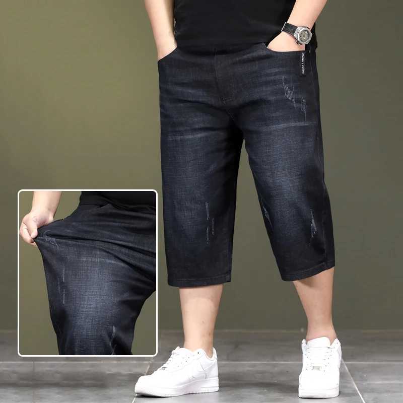 Summer New Product Added Expanded Size Denim Shorts Mens Denim Shorts Trendy Cropped Jeans Dropship New W241226