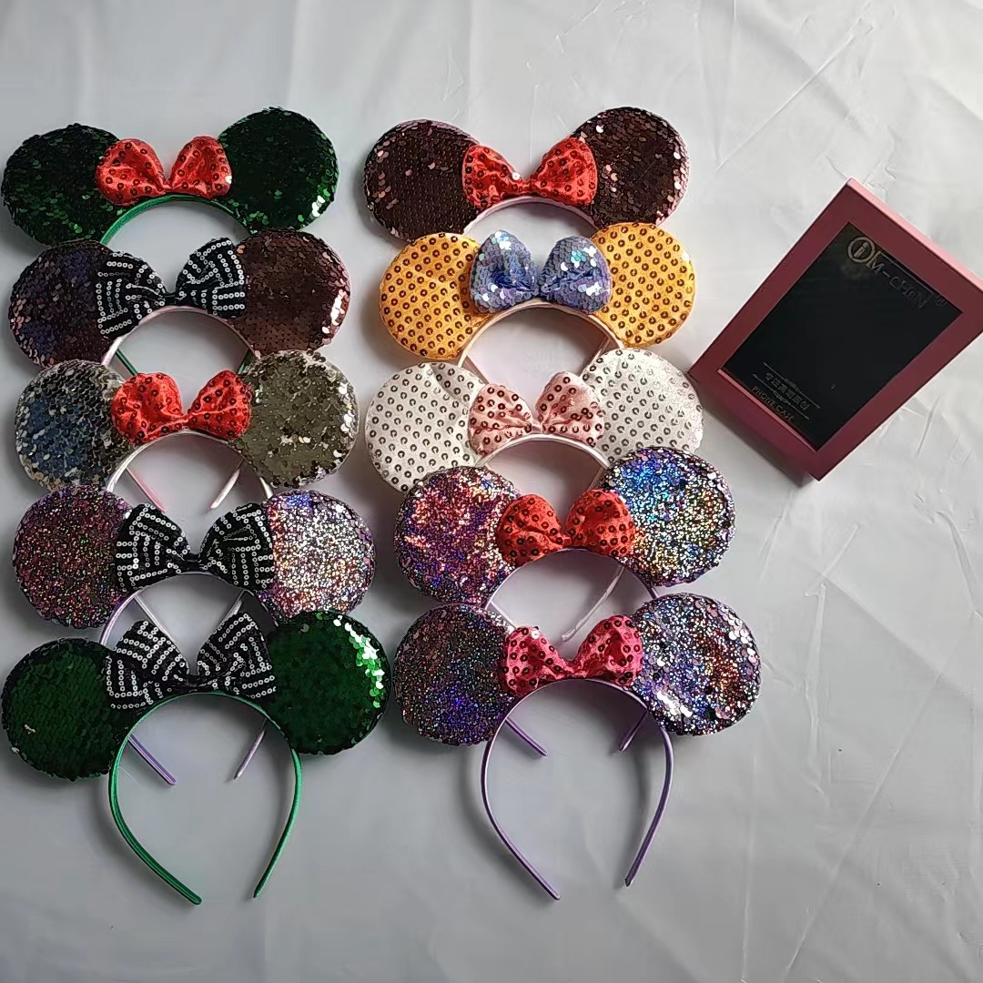 Butterfly bow headband amusement park Mickey Mouse polka dot headband rabbit ear headband adult children hair accessories female