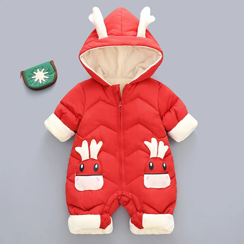 13Y Infant Thick Velvet Rompers Clothing Winter Autumn Padded Warm Onesie Baby Girl Boy Jumpsuit Kids Overalls born Down One 241225