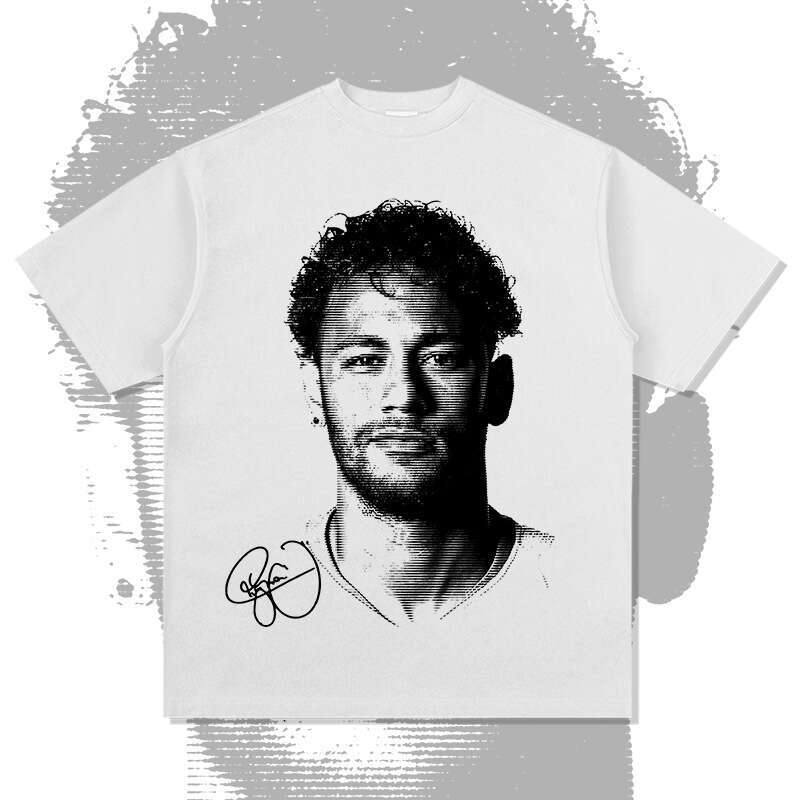 American Neymar printed short long sleeved trendy brand versatile round neck casual T-shirt for men