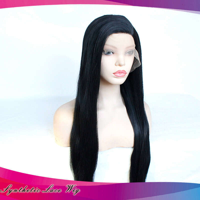 Half Hand Hook, Half Woven Women's Mid Length Shawl, Straight Hair, Synthetic Fiber, High-Temperature Silk Wig, Quality Front Lace Headband Kq1 K