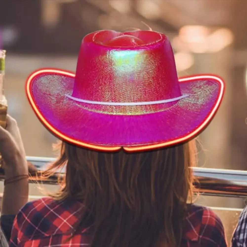 LED Cowboy Hat Makeup Party Hat Cowboy Birtay Party C Jazz Dance Performance Prop Costume Christmas Halloween LED Cowboy Hat W241225