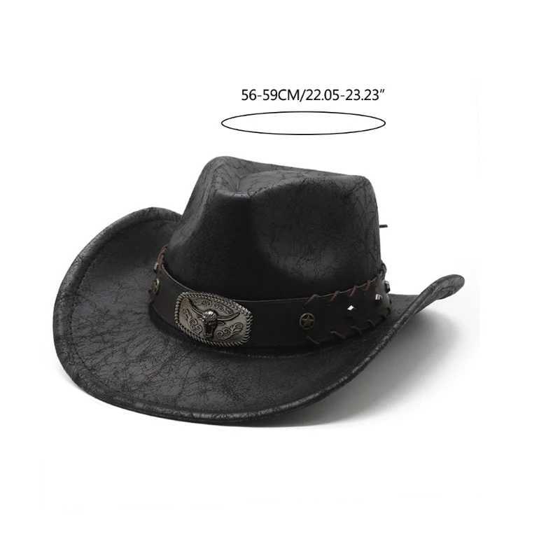 Rolling Brim Cowboy Hat for Women Wear Resistant Cowboy Hat with Hat Band Large Brim Windproof Hat W241225