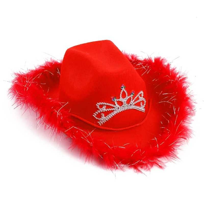 Cowboy Hat Female Wide Brim Role Playing Cowboy Hat Wedding Party Prop Single Party Female Hat 449B W241225