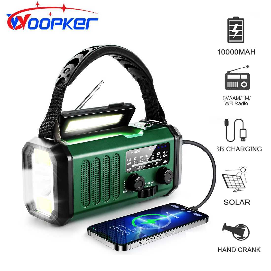 Woopker Ra E30 10000mAh FM Emergency Ra Solar Hand Crank Generator AM/FM/NOAA LED Portable Ra SOS Al Power Bank Z241224